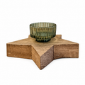 Kerzenhalter Stern aus Weinfass-Holz mit Glas