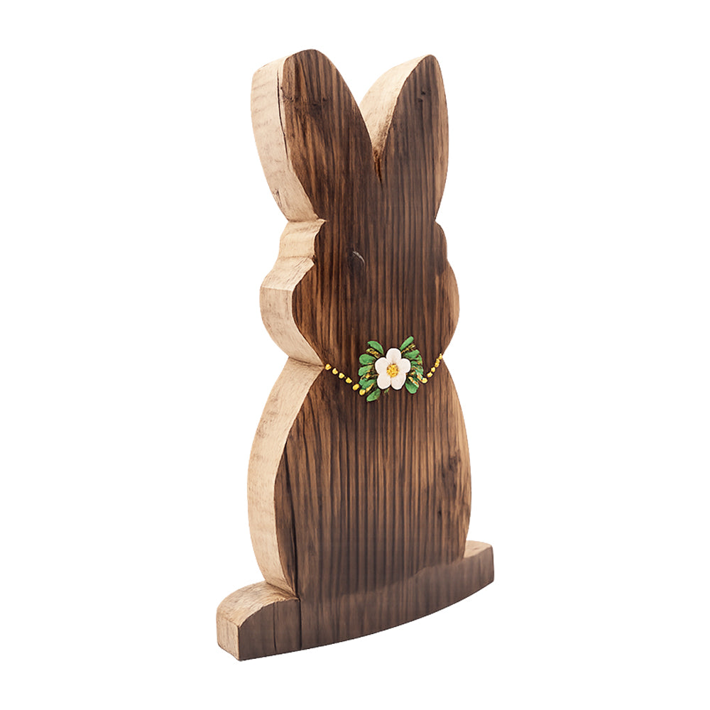 Deko-Hase mit Blume aus Holz alter Weinfässer