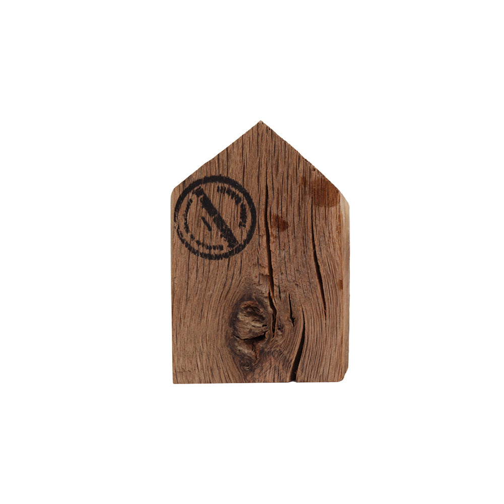 Fotohalter Haus mit Tür & Herzen aus Weinfass-Holz