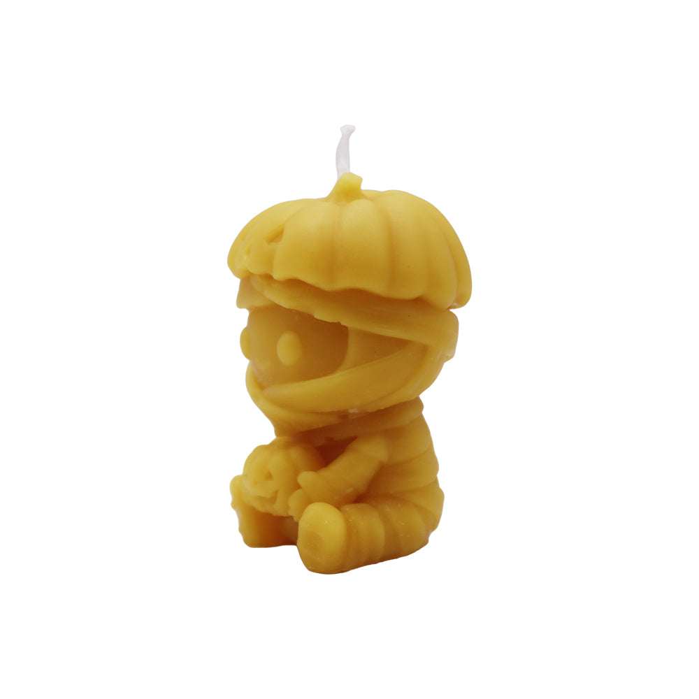 Bienenwachskerze „Halloween-Mumie mit Kürbishut“
