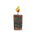 Holzkerze mit Mistelzweig aus Weinfass-Holz