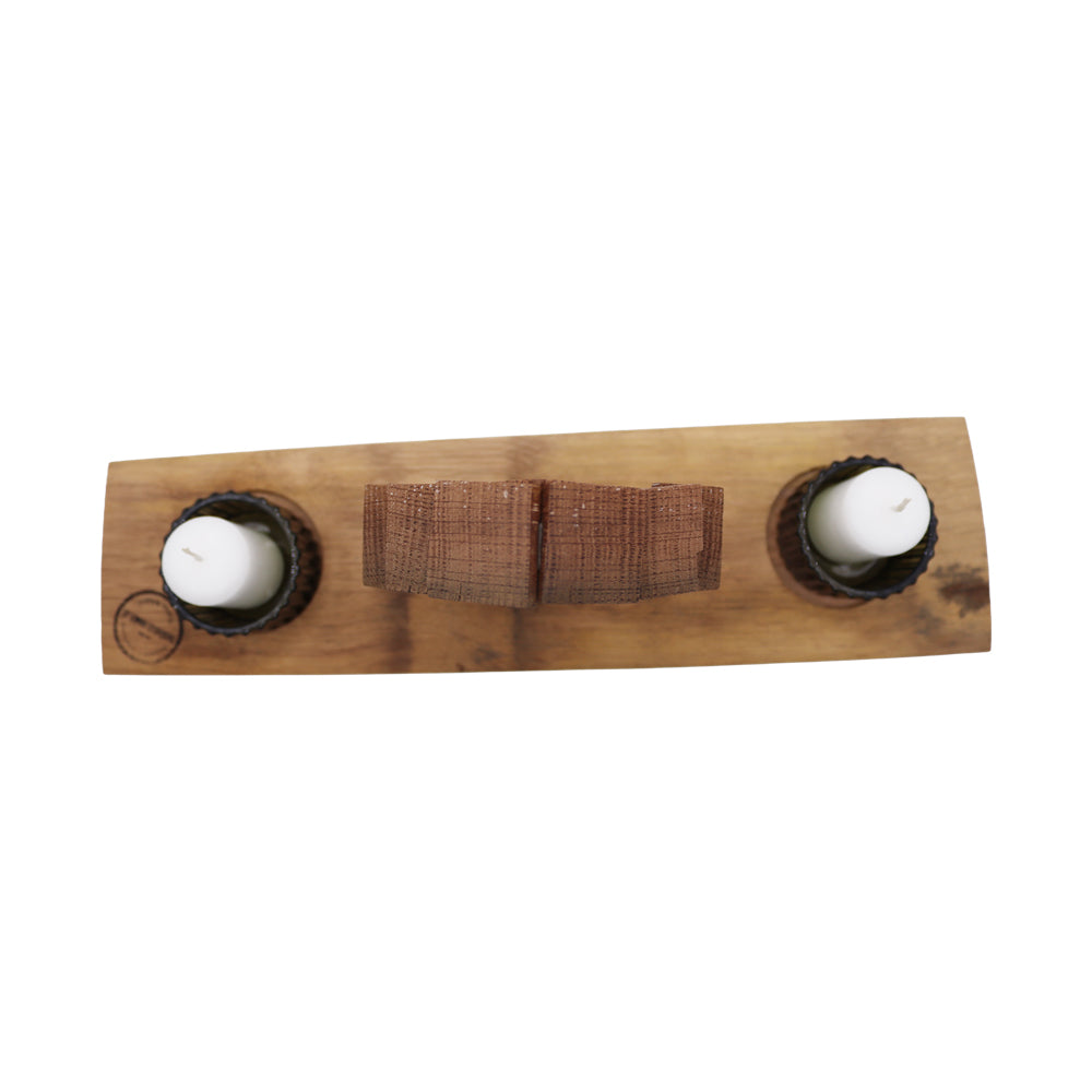 Kerzenhalter mit Holzhaus aus Holz alter Weinfässer