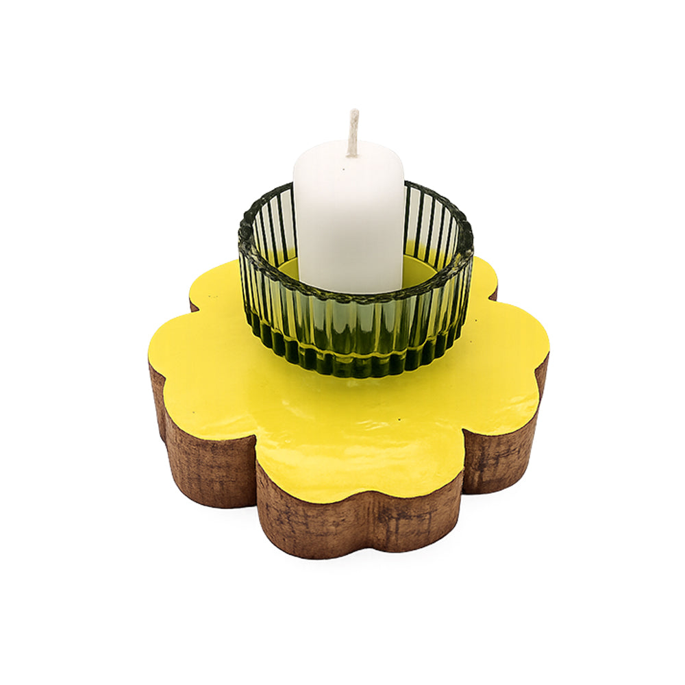 Blumen-Kerzenhalter aus Weinfass-Holz