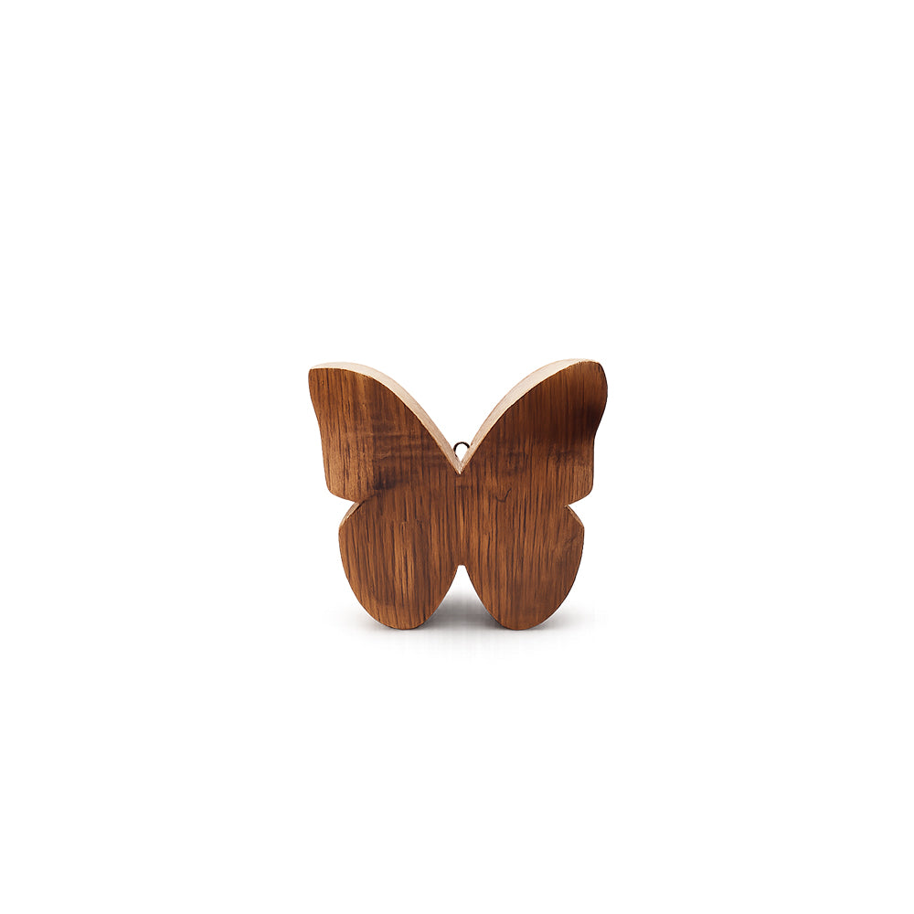 Kleiner Holzschmetterling aus Weinfass-Holz – zum Stellen & Aufhängen