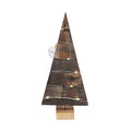 Handgefertigter Tannenbaum aus Weinfass-Holz mit warmer LED-Beleuchtung